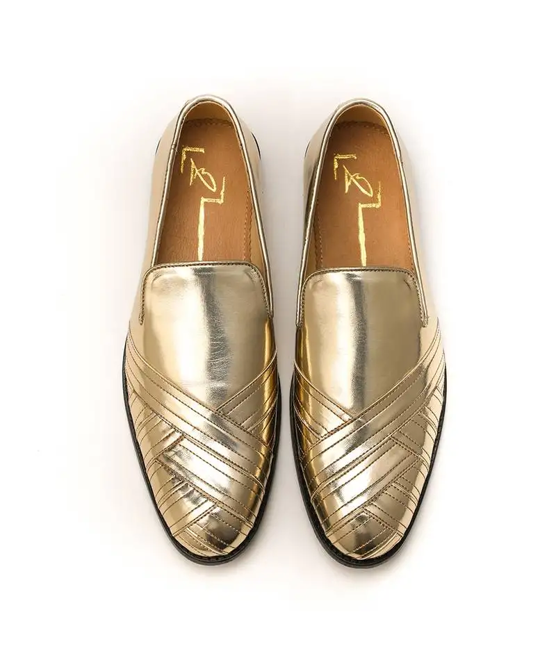 Gold napa leather finish mocassins