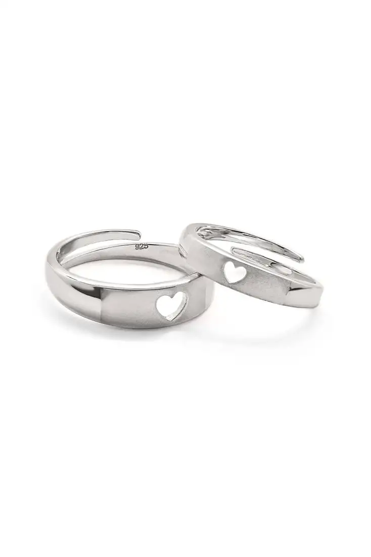 Sterling silver better half couple rings