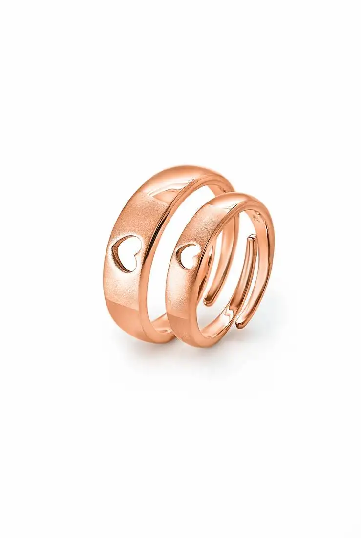 Rose gold better half couple rings