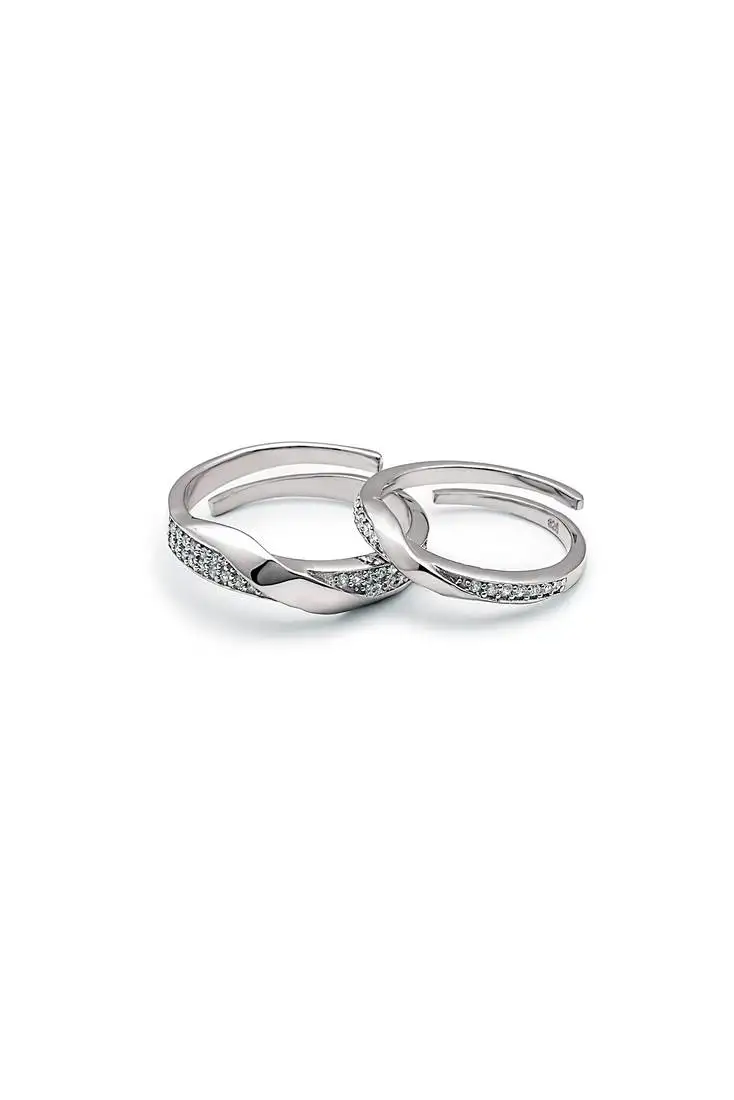 Sterling silver forever linked couple rings