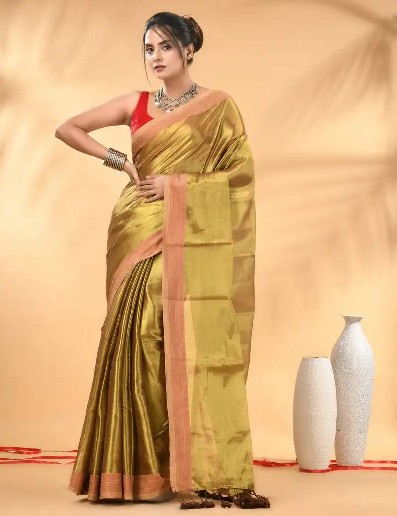 Golden glow tissue saree