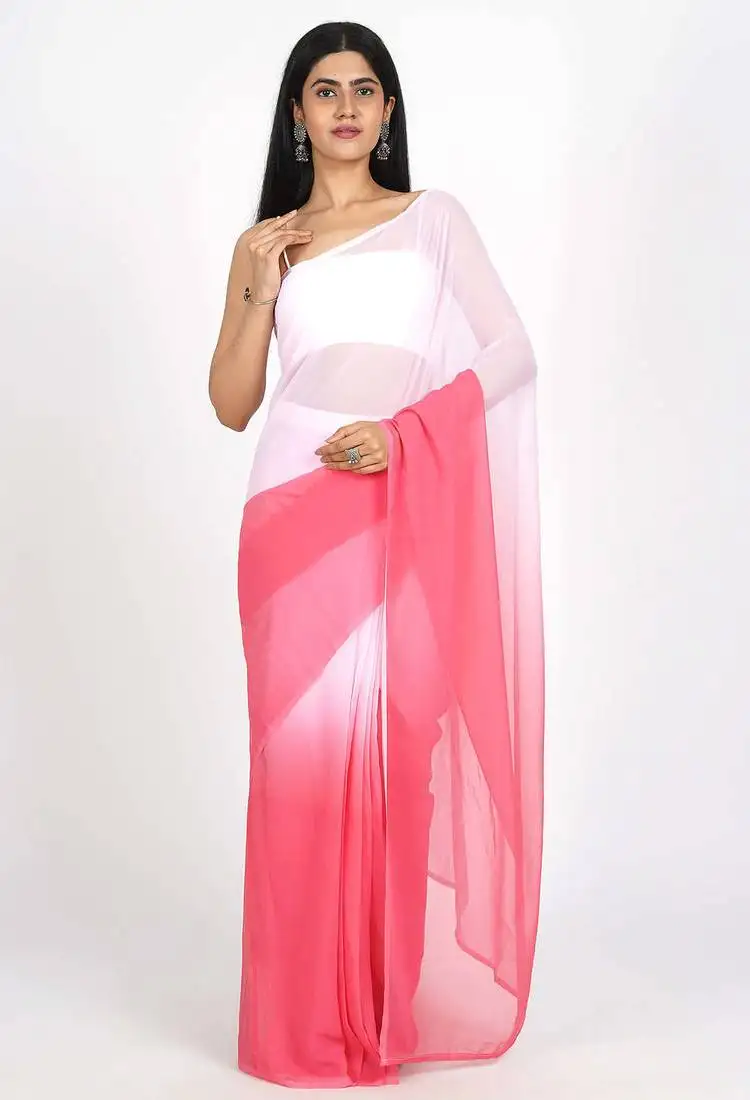 Gajari georgette shading print ready to wear saree