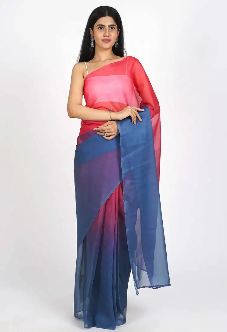 Gajari organza shading print ready to wear saree