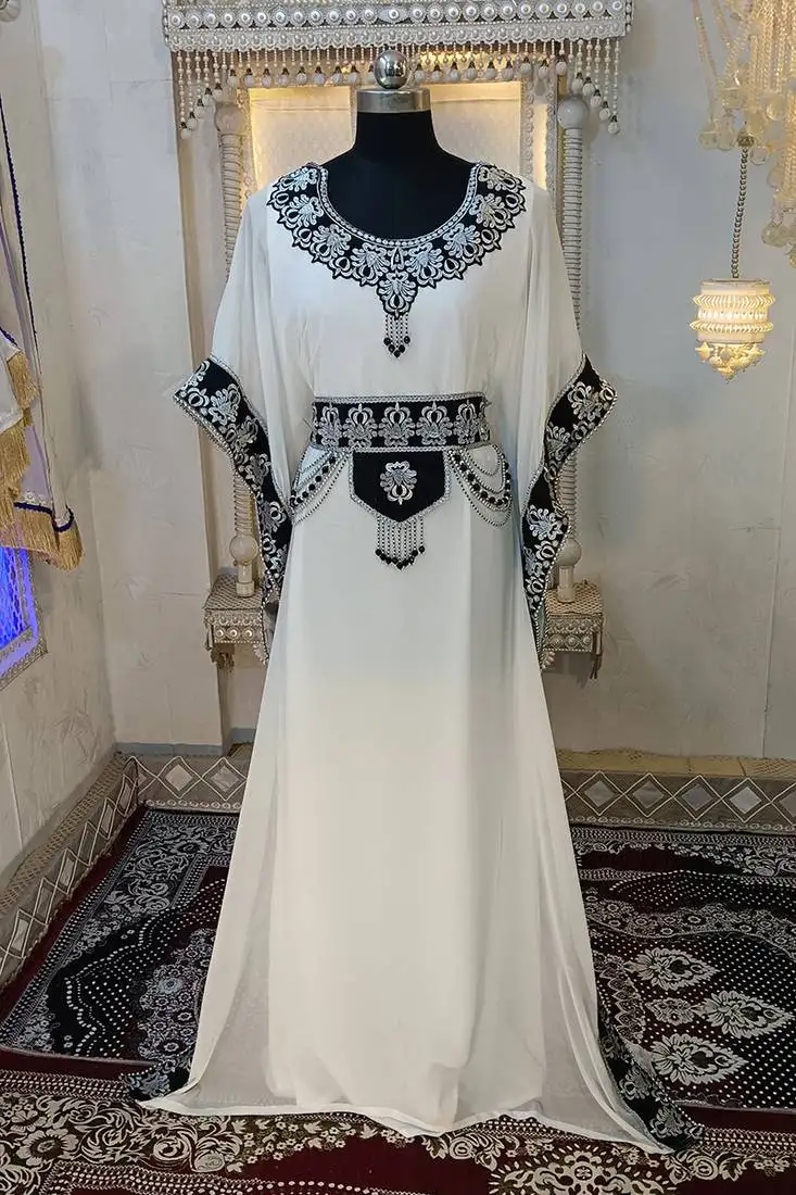 White and black stylish arabic takchita kaftan