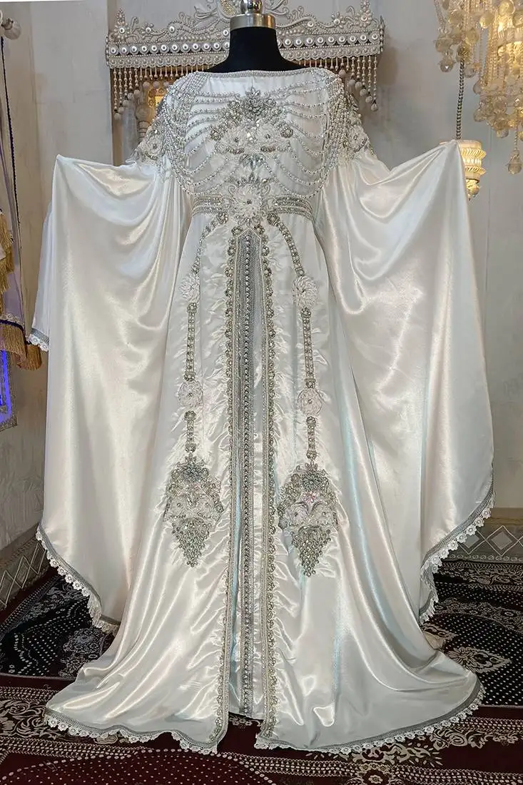 White arabic moroccan islamic wedding kaftan