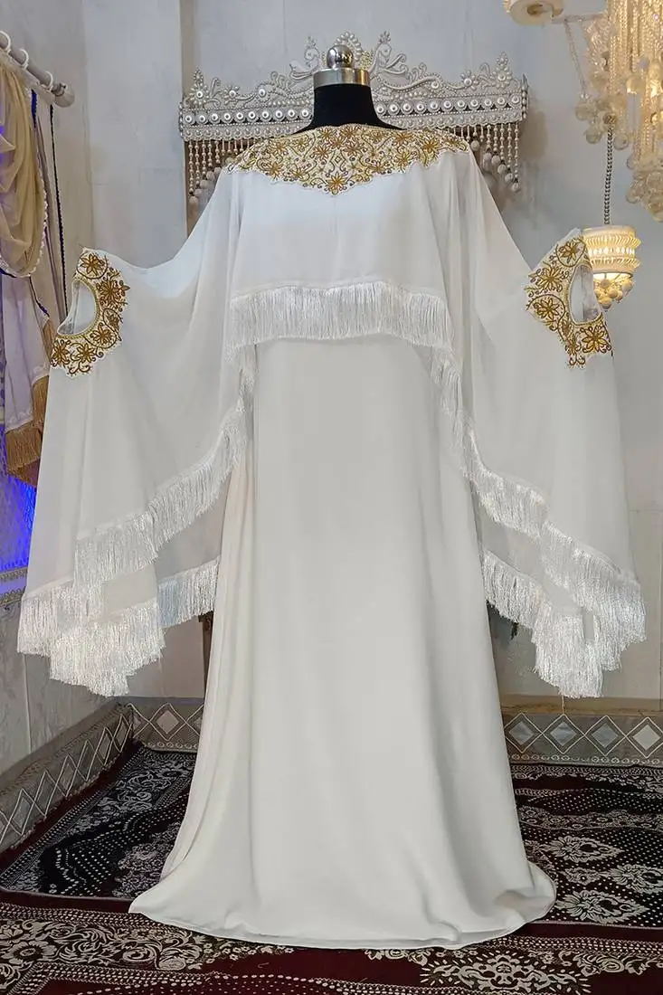 White islamic designer embroidery kaftan