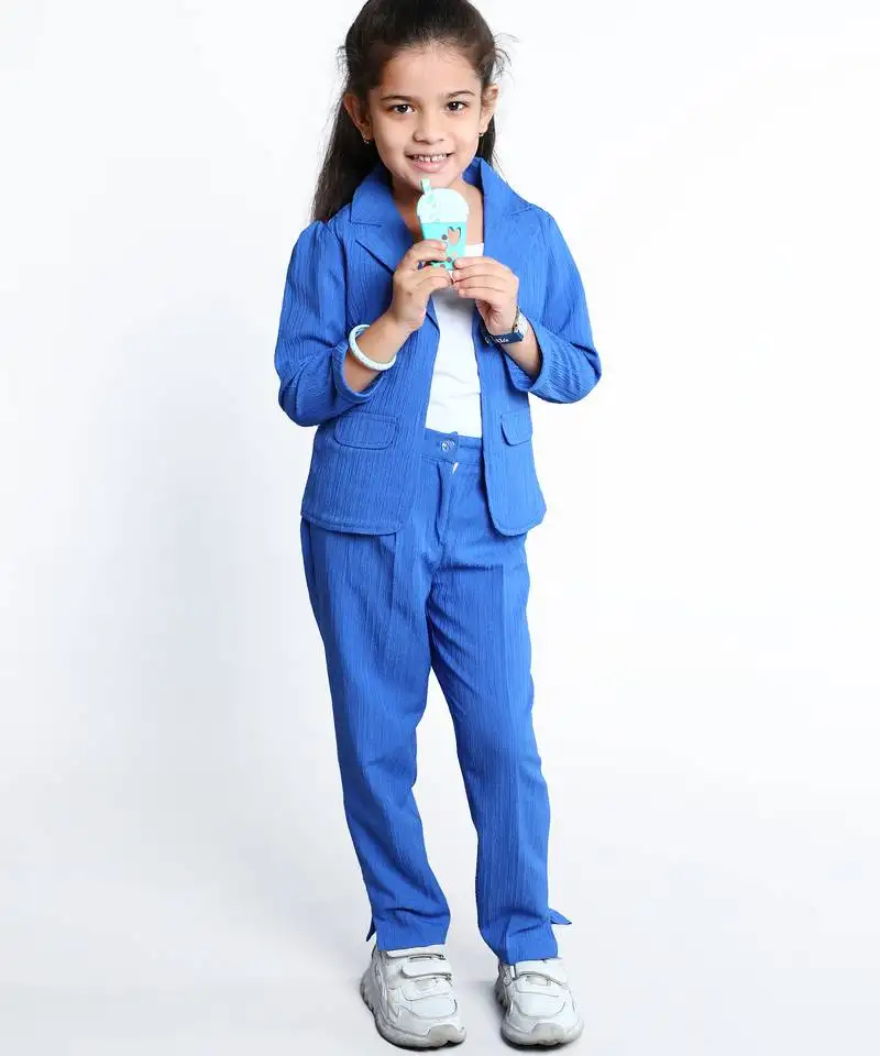 Royal blue stylish solid co-ord set