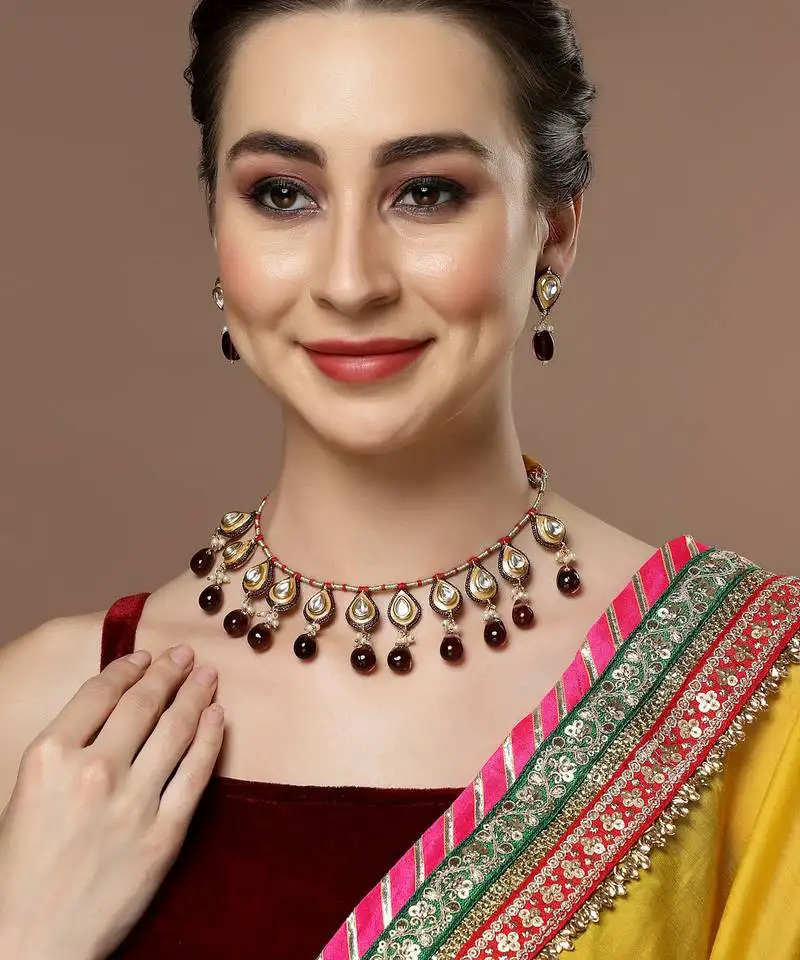 Papaya necklace with earring jewellery set