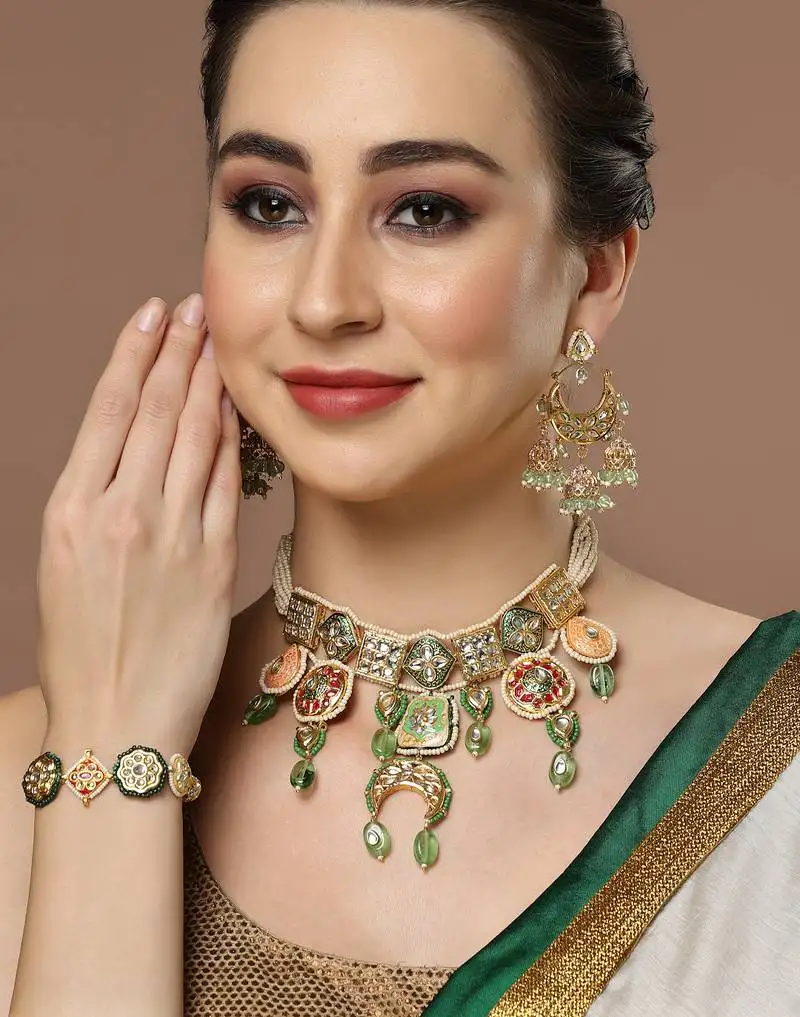 Lime necklace with earring jewellery set