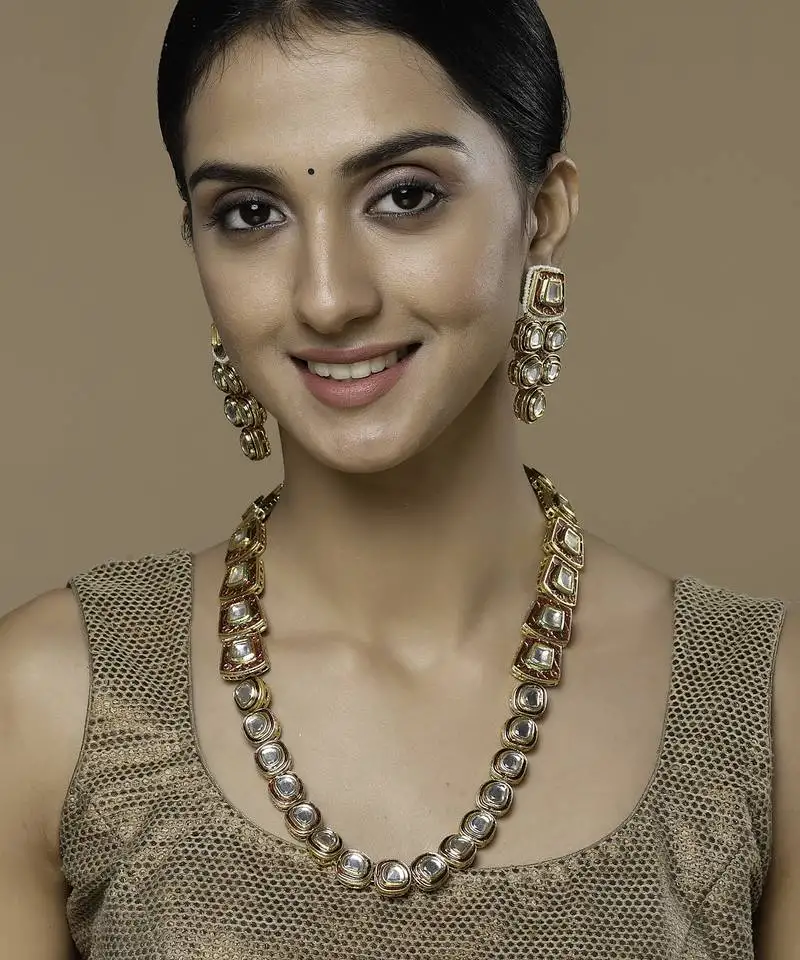 Bloodstone beam necklace with earring jewellery set