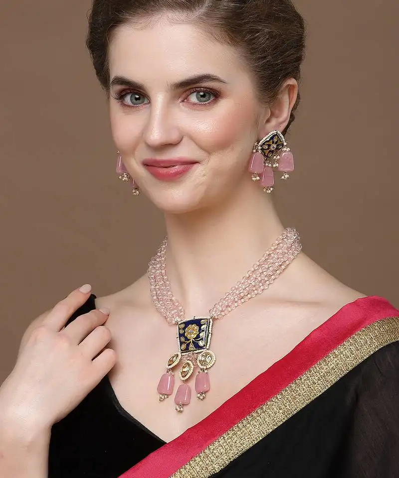 Gul-e-nigar necklace with earring jewellery set
