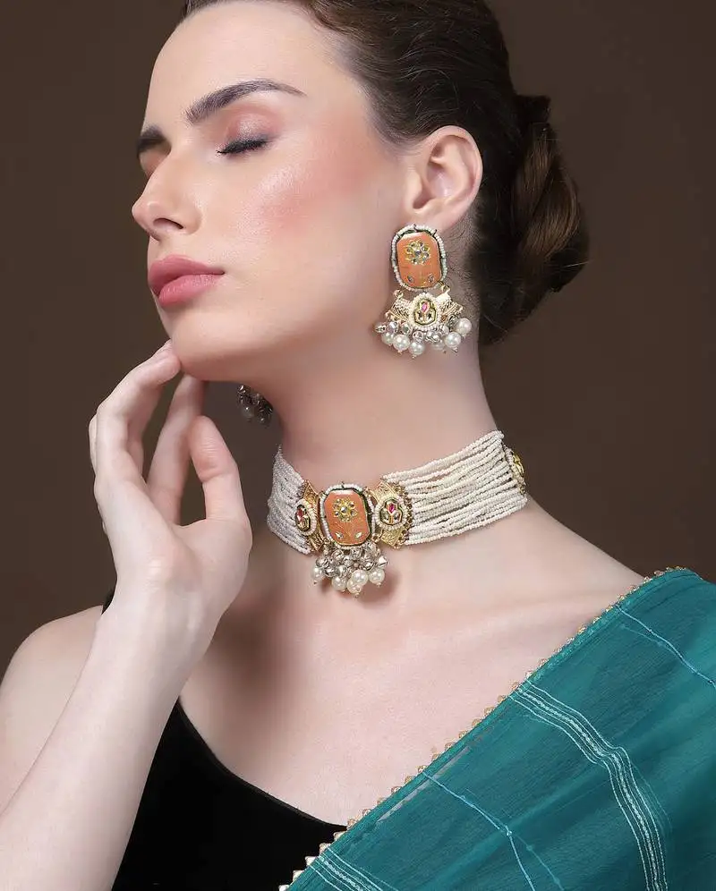 Marmalade chokar with earrings jewellery set