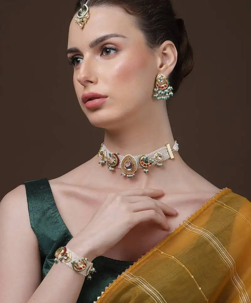 Anar angoor chokar with earrings jewellery set