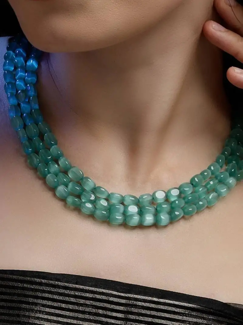 Sabz kahkashan layered necklace
