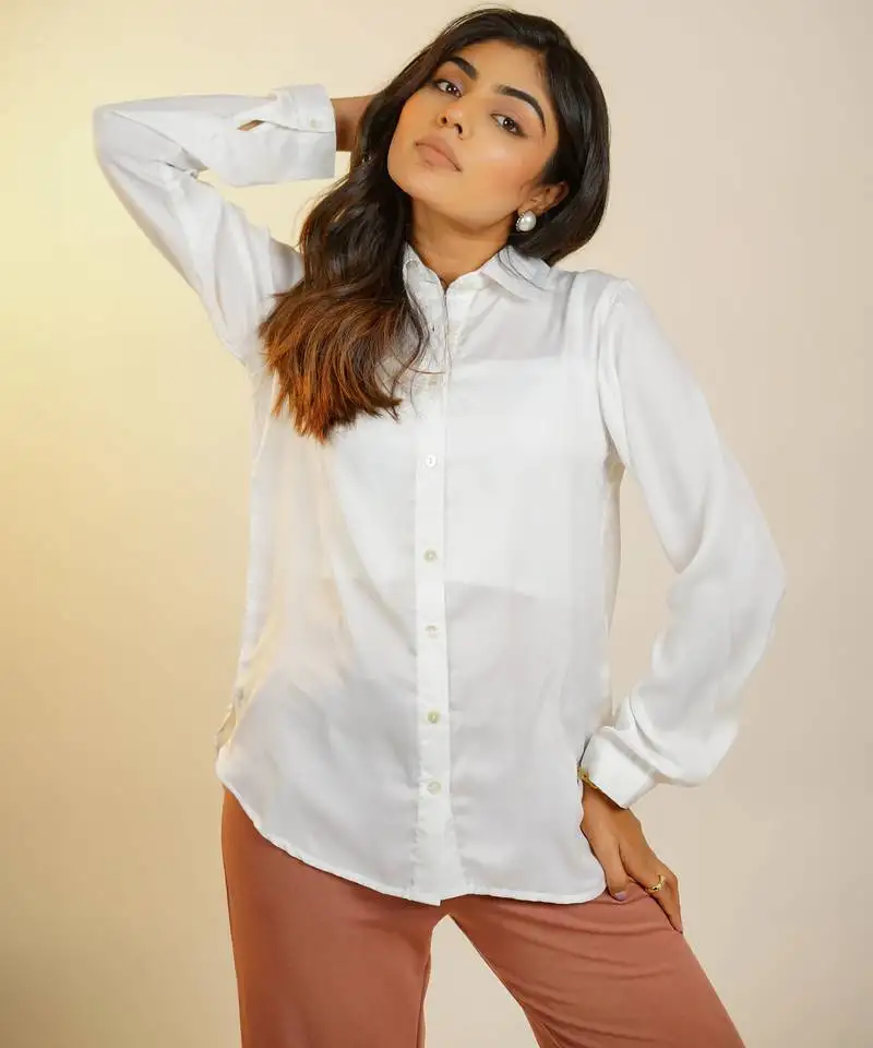 White printed italian sathin shirt