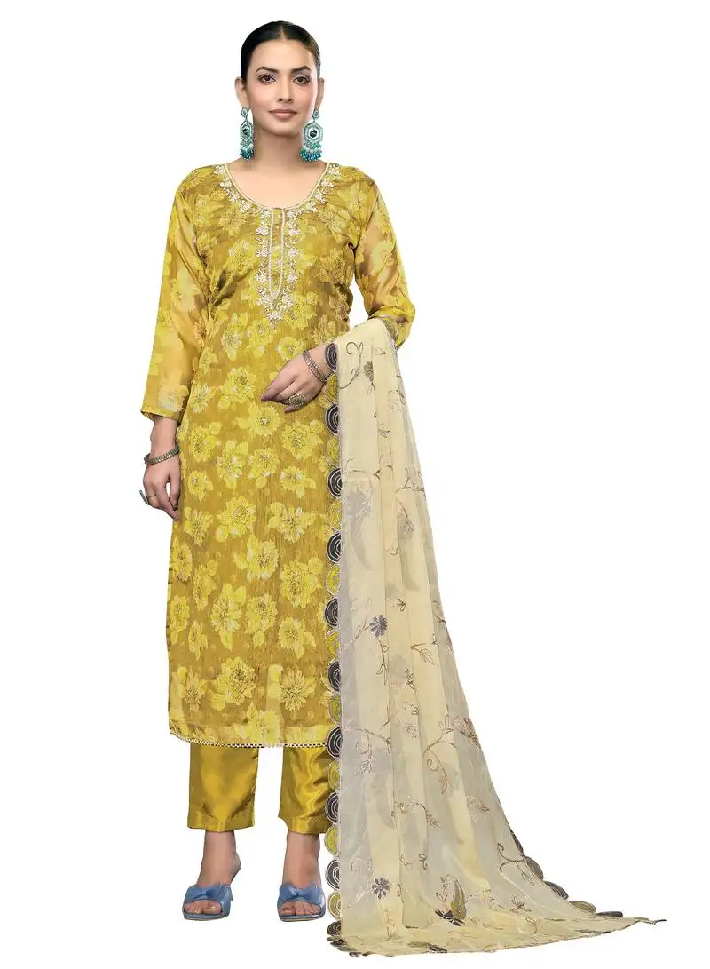 Women's mustered unstitched handwork banarasi viscose dress material