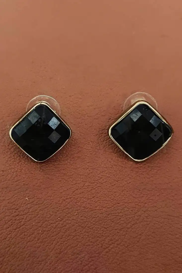 Black designer antique stud earrings – fancy style tops in high gold polish for party & ethnic wear