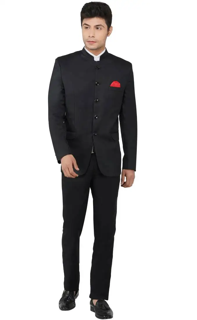 Black bandgala suit for men