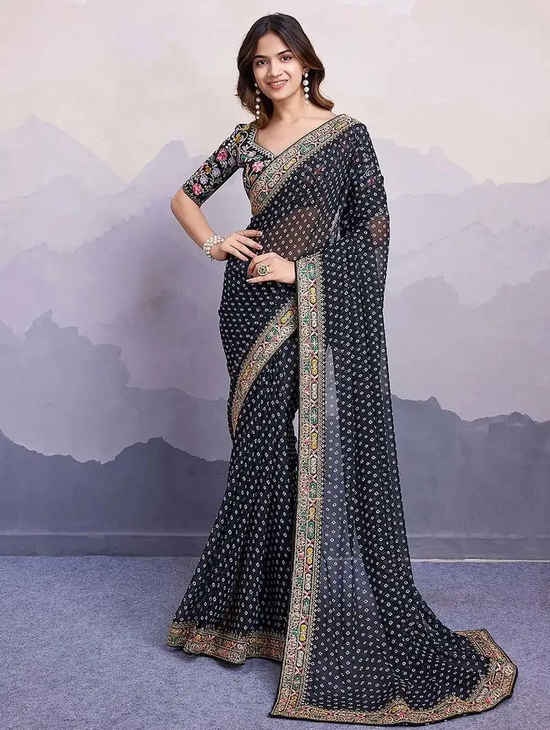 Black georgette saree with blouse