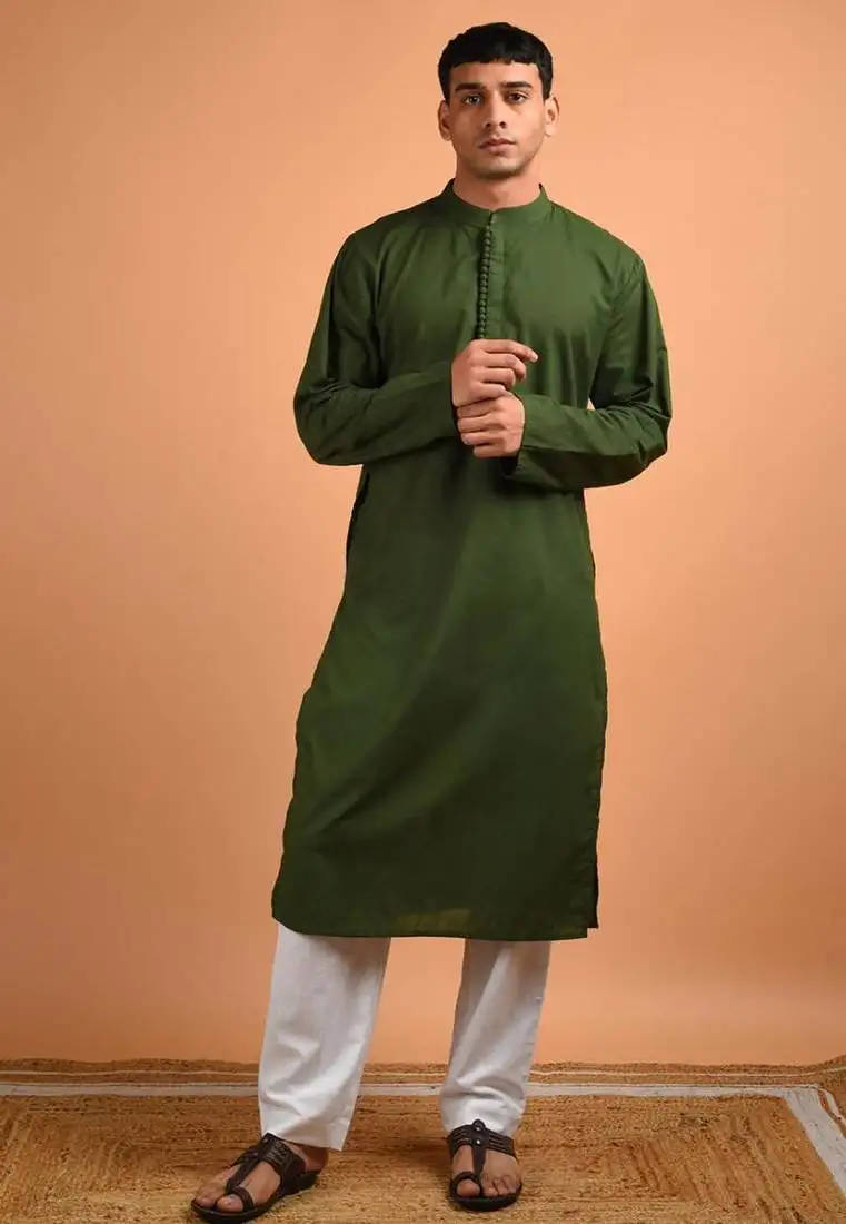 Green cotton kurta