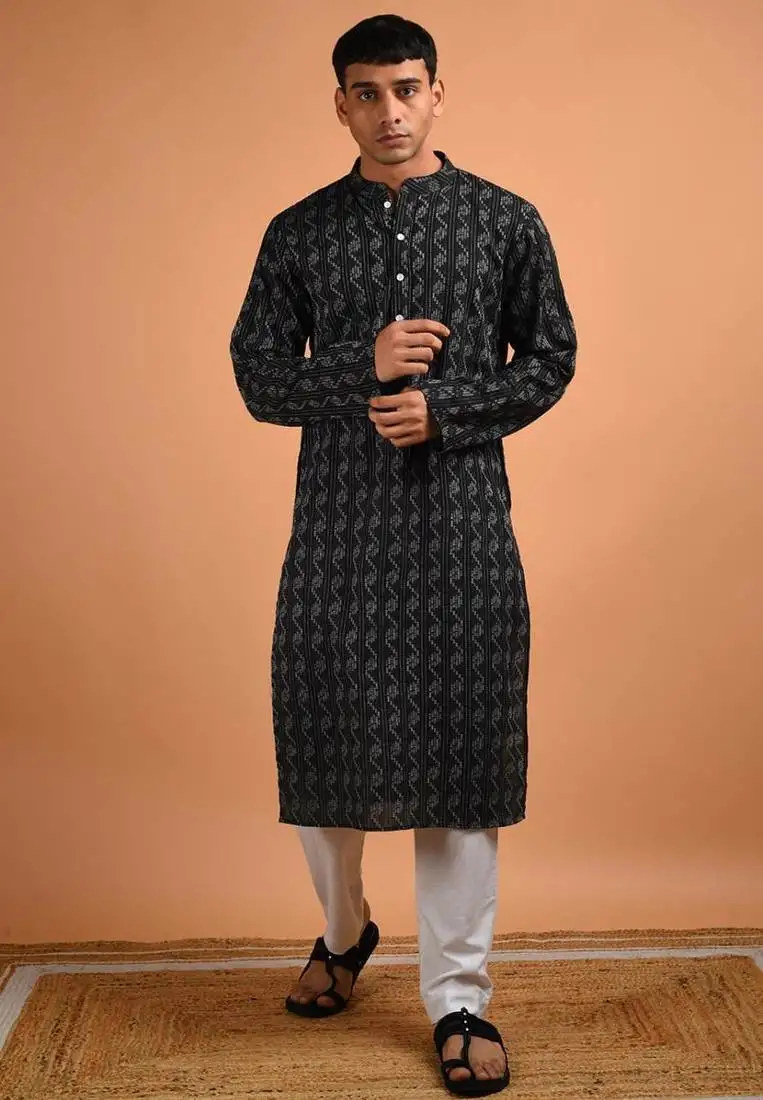 Black cotton kurta