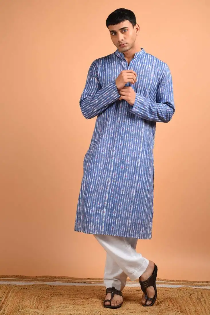 Blue cotton kurta