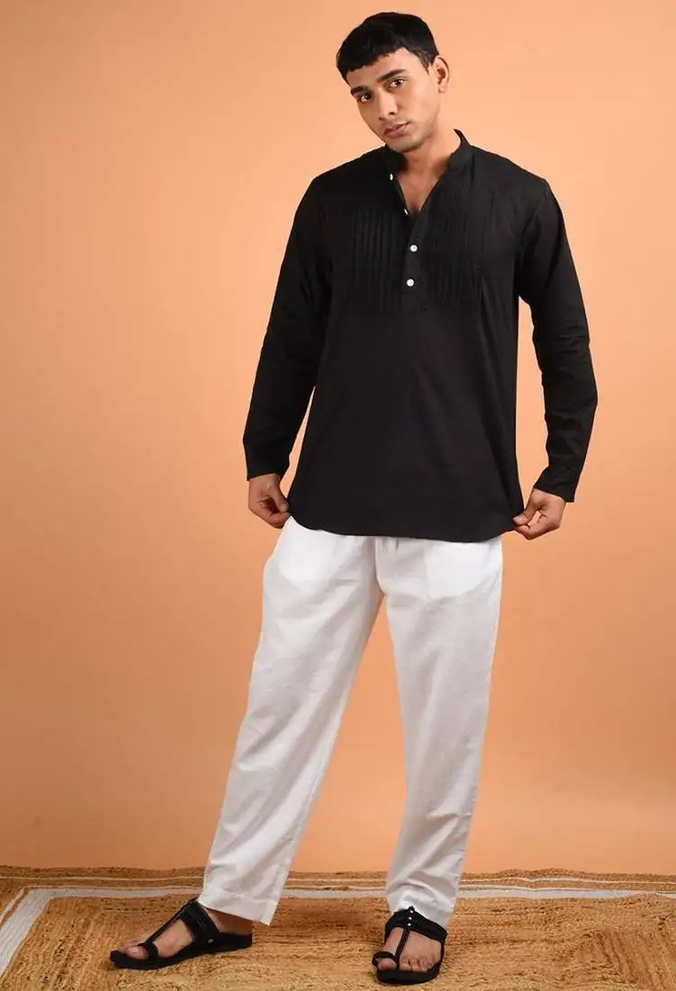 Black cotton shirt kurta