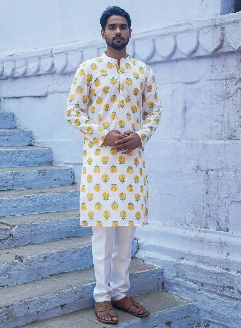 White cotton kurta pajama