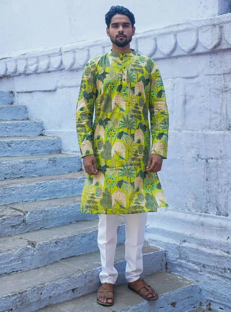 Green cotton kurta pajama