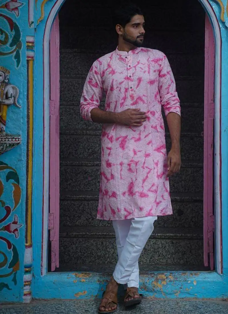 Pink cotton paradise kurta pajama