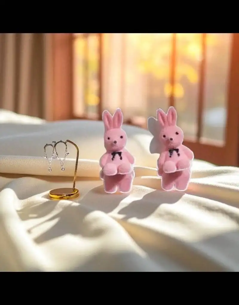 Golden glamer angel bunny drop earrings – anti-tarnish collection