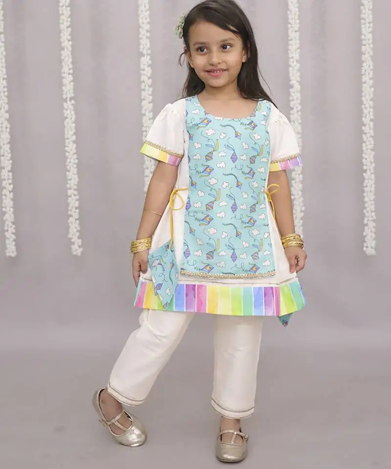 Multicolor printed cotton silk kurta set