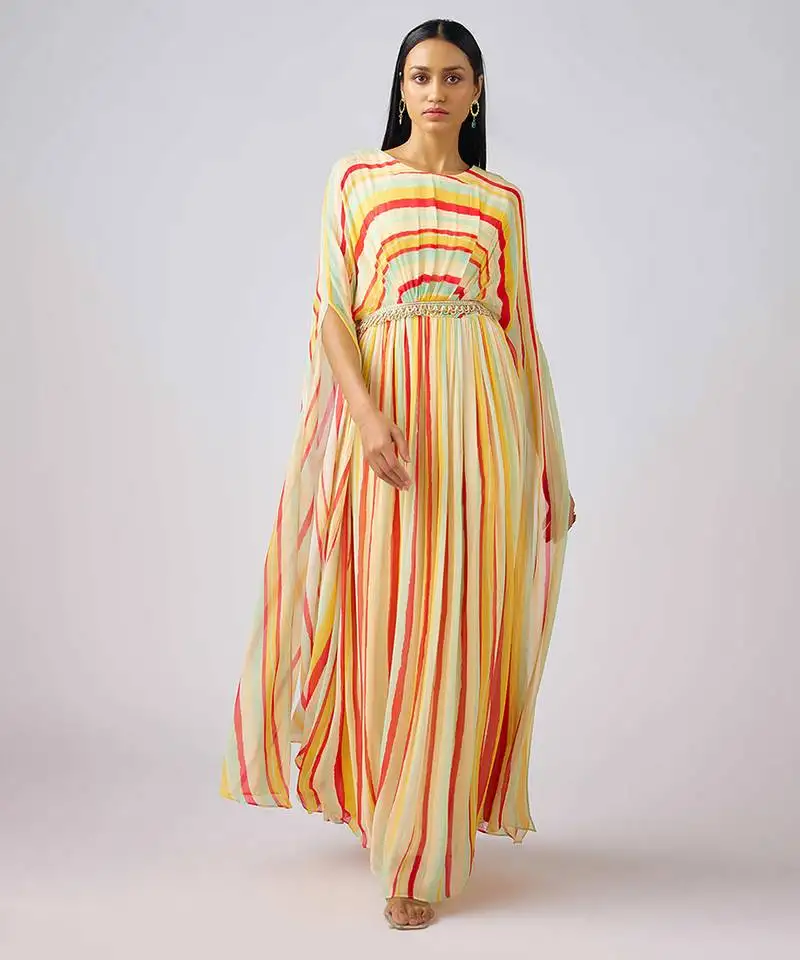 Yellow printed georgette dress