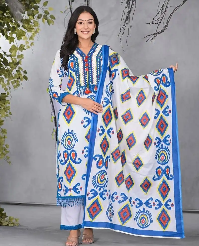 Aranya tint ikat print cotton suit set