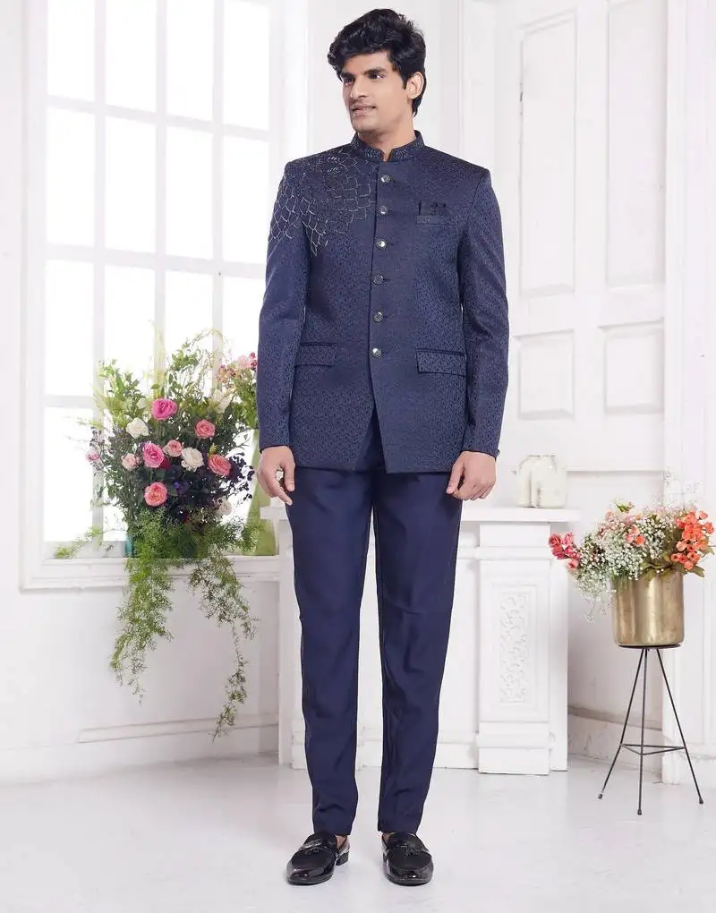 Violet jodhpuri with imported jaquard silk and faux satin