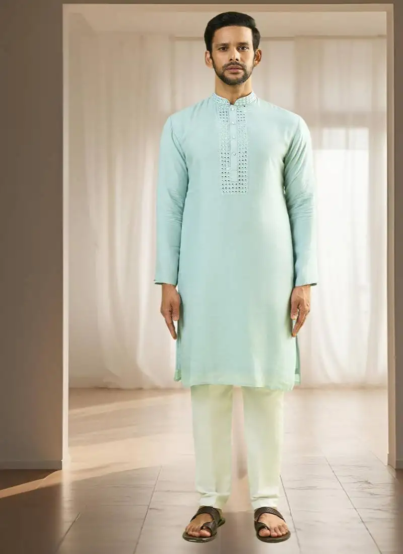 Blue silk kurta sets
