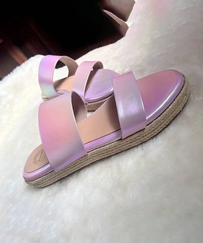 Purple solid leather sandals