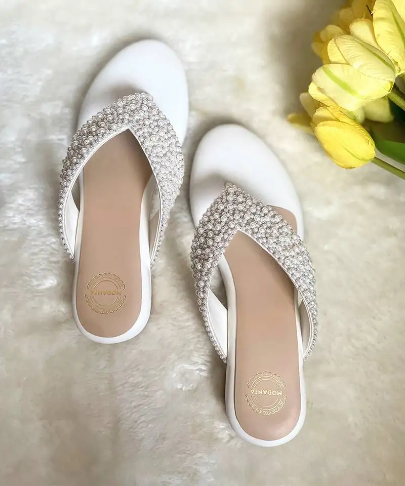 White woven leather sandals