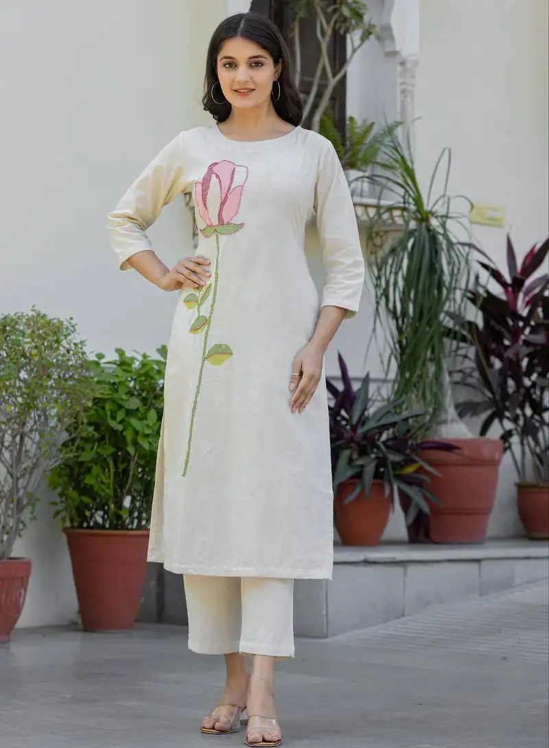 Angel embroidery cotton kurta set