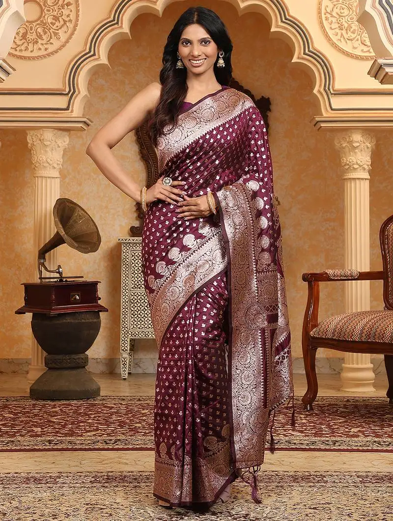 Purple pure kanjivaram silk blend saree
