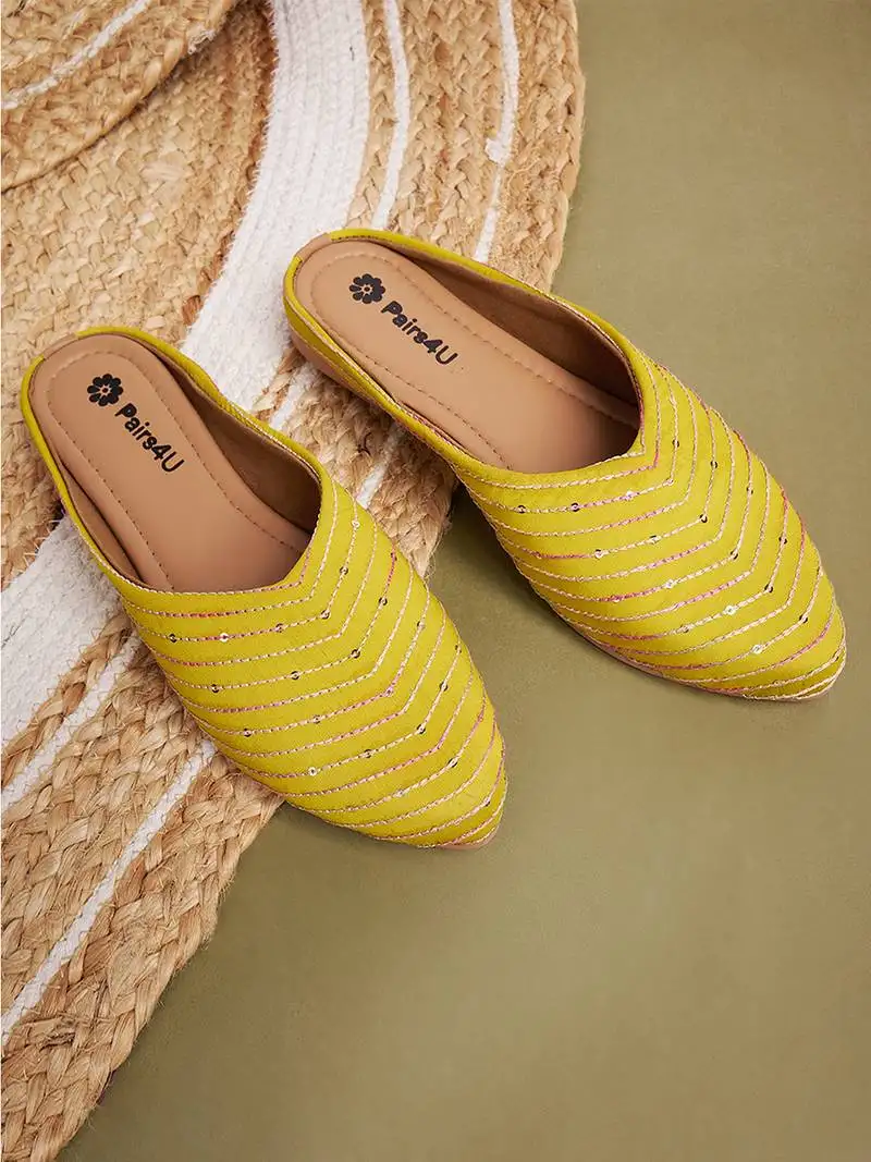 Yellow mojari jutti ethnic punjabi juttis comfortable sole for & girls