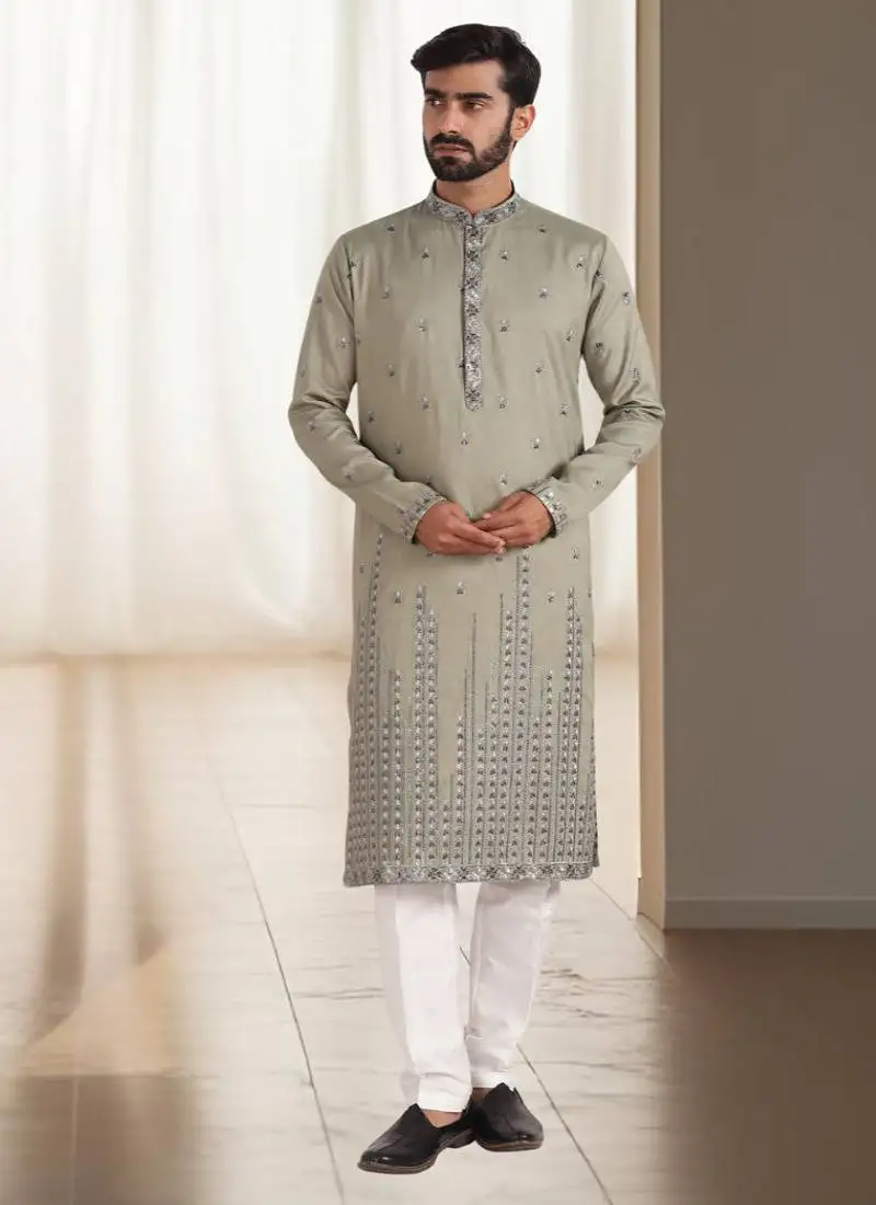 Mehandi cotton kurta churidar for mens