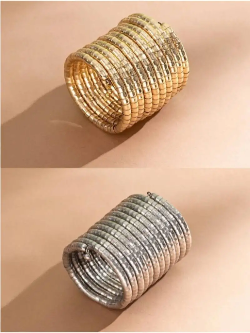 handmade gold & silver plated viral spiral combo bangles