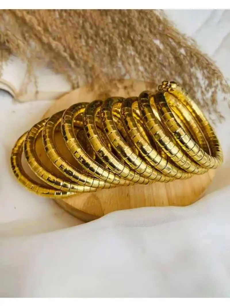 handmade gold plated spiral bangle