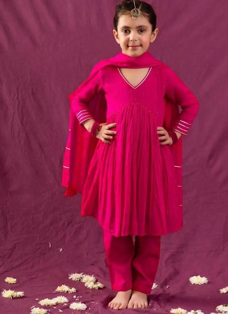 Rani mulmul anarkali suit set -set of 3