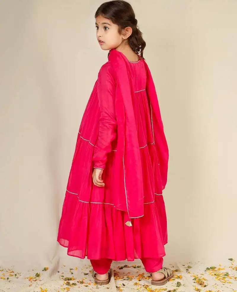 Rani mulmul multi tier anarkali set -set of 3