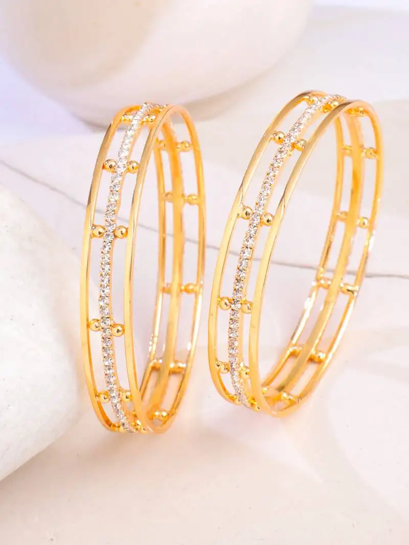 Women set of 2 gold plated handcrafted bangles