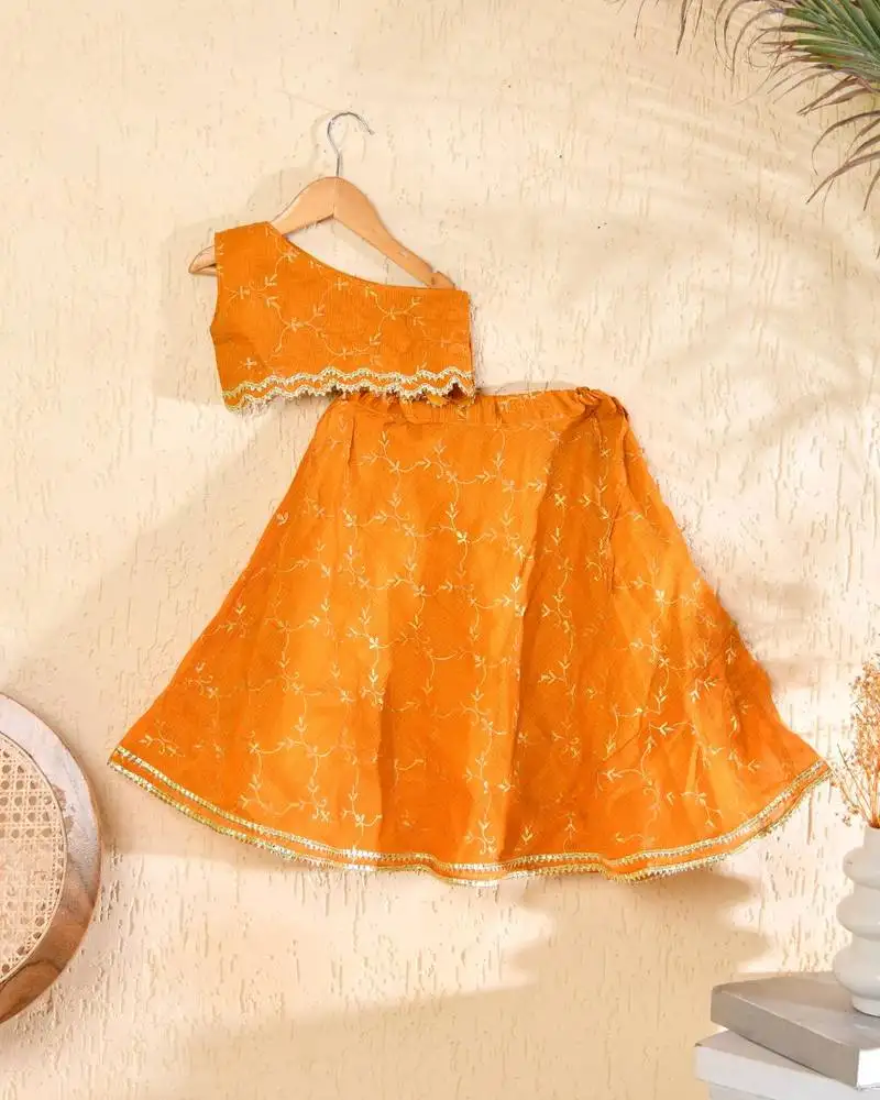 Mustard lehenga with off shoulder top
