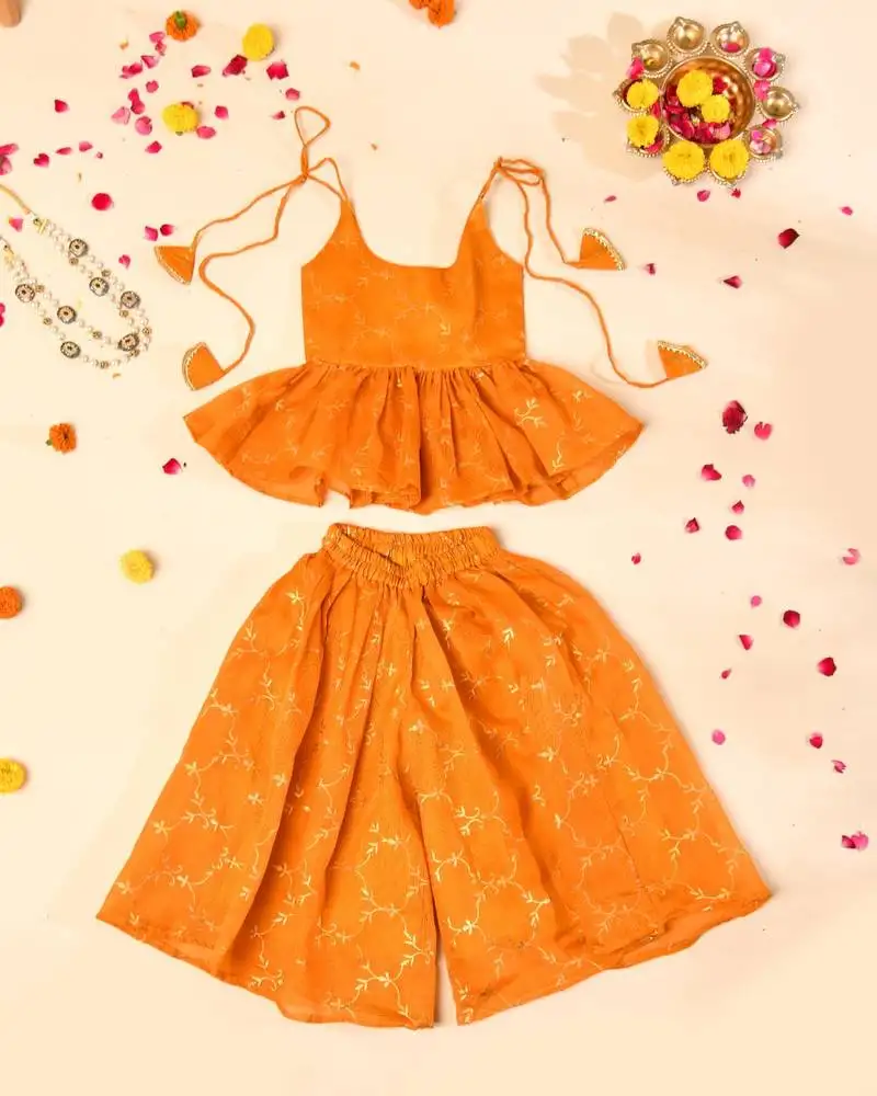 Mustard palazzo and top set