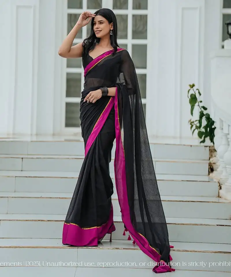 Mul cotton saree – kaali gulab mehfil